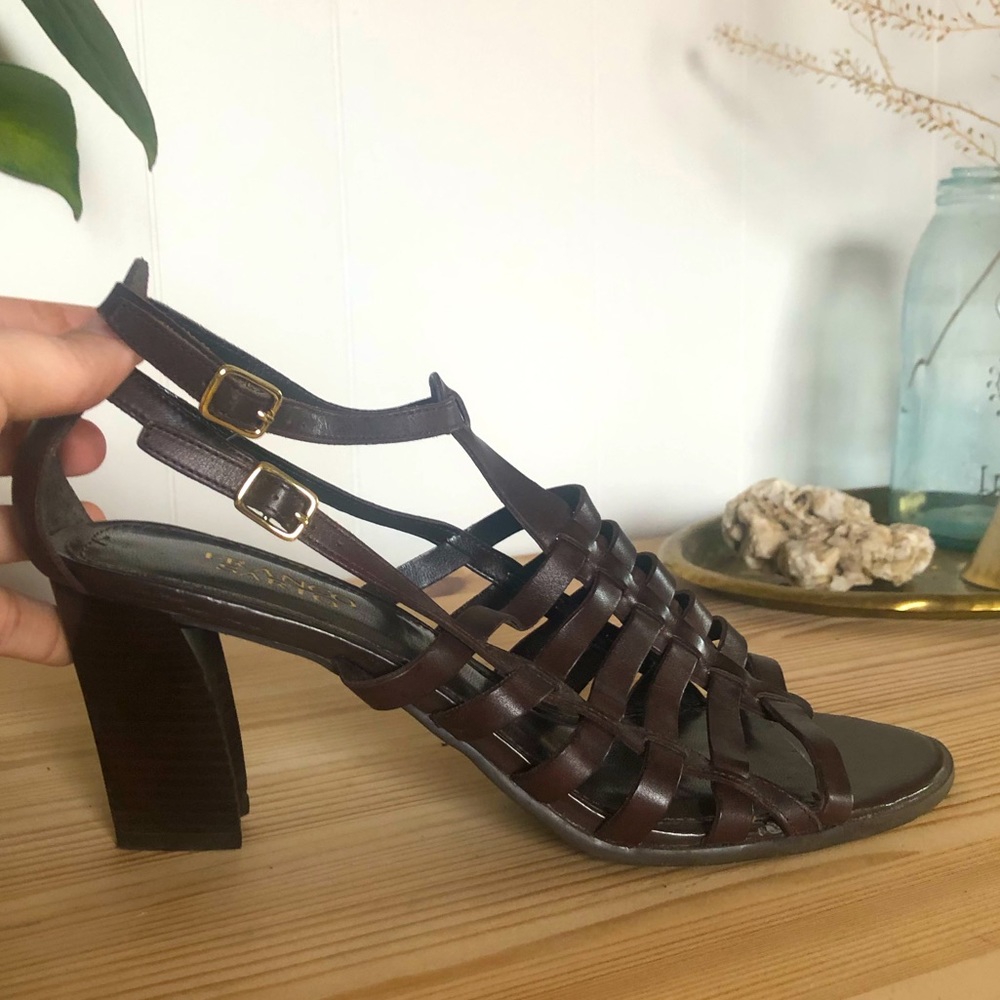 Franco Sarto Brown Leather Heeled Sandals NWOT